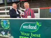 Iain Brown, Westland’s Head of Logistics, with Chester Rugby Club’s President, William Evans